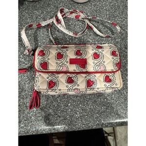 Vera Bradley Iconic RFID All-In-One Crossbody Stitched Heart Vines EUC A18